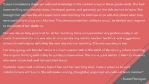 Final Evaluation from Susan Flanagan