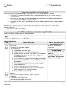 A lesson plan I created to accompany my Electricity unit. This was a review day that included a game of Jeopardy that would challenge the students and prepare them for the unit exam.