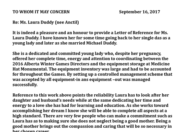 Dr. Ken Sauer Reference Letter